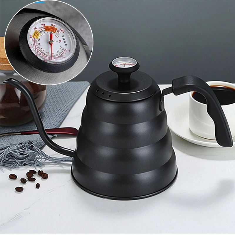Pour Over Kettle - 스테인레스 스틸 온도계가있는 커피 포트 위에