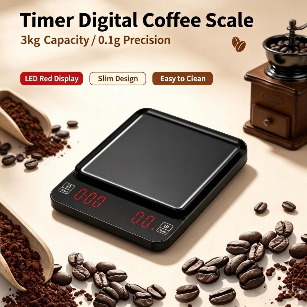 Coffee & Tea Haus - 3kg/0.1g 고정밀 디지털 커피 저울, LED