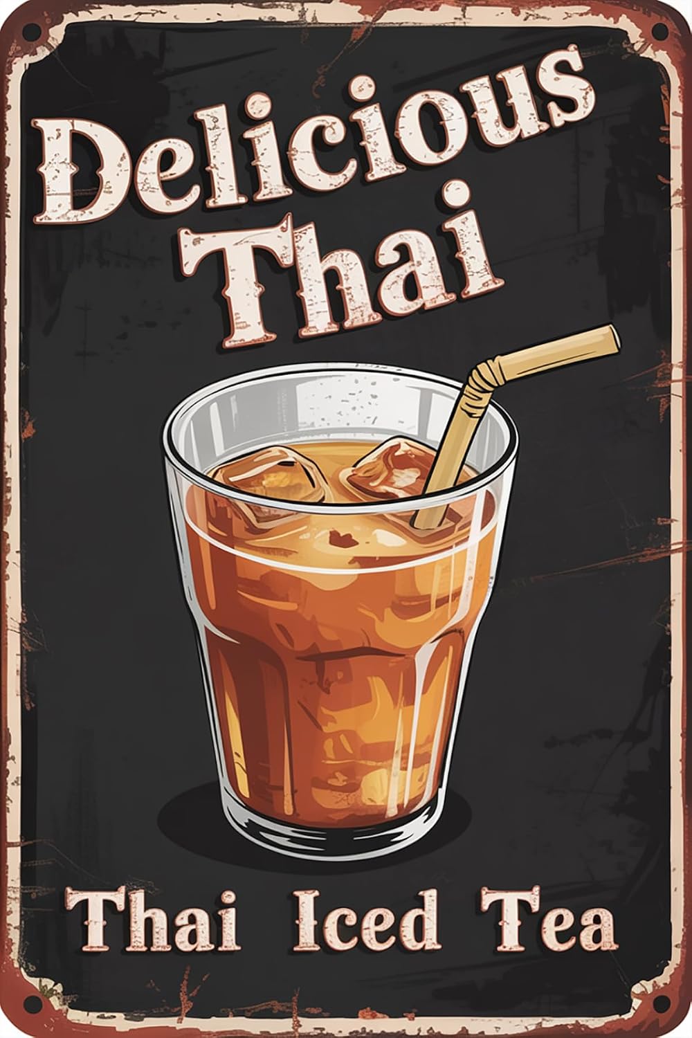Coffee Tea Thai - 재미있는 빈티지 금속 틴 사인 맛있는