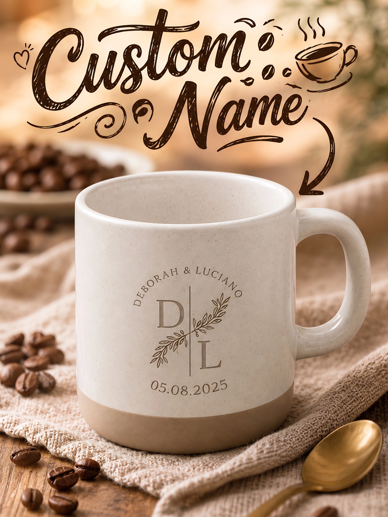 Coffee To Tea Meaning - 1개 맞춤 텍스트 레이저 각인 세라믹