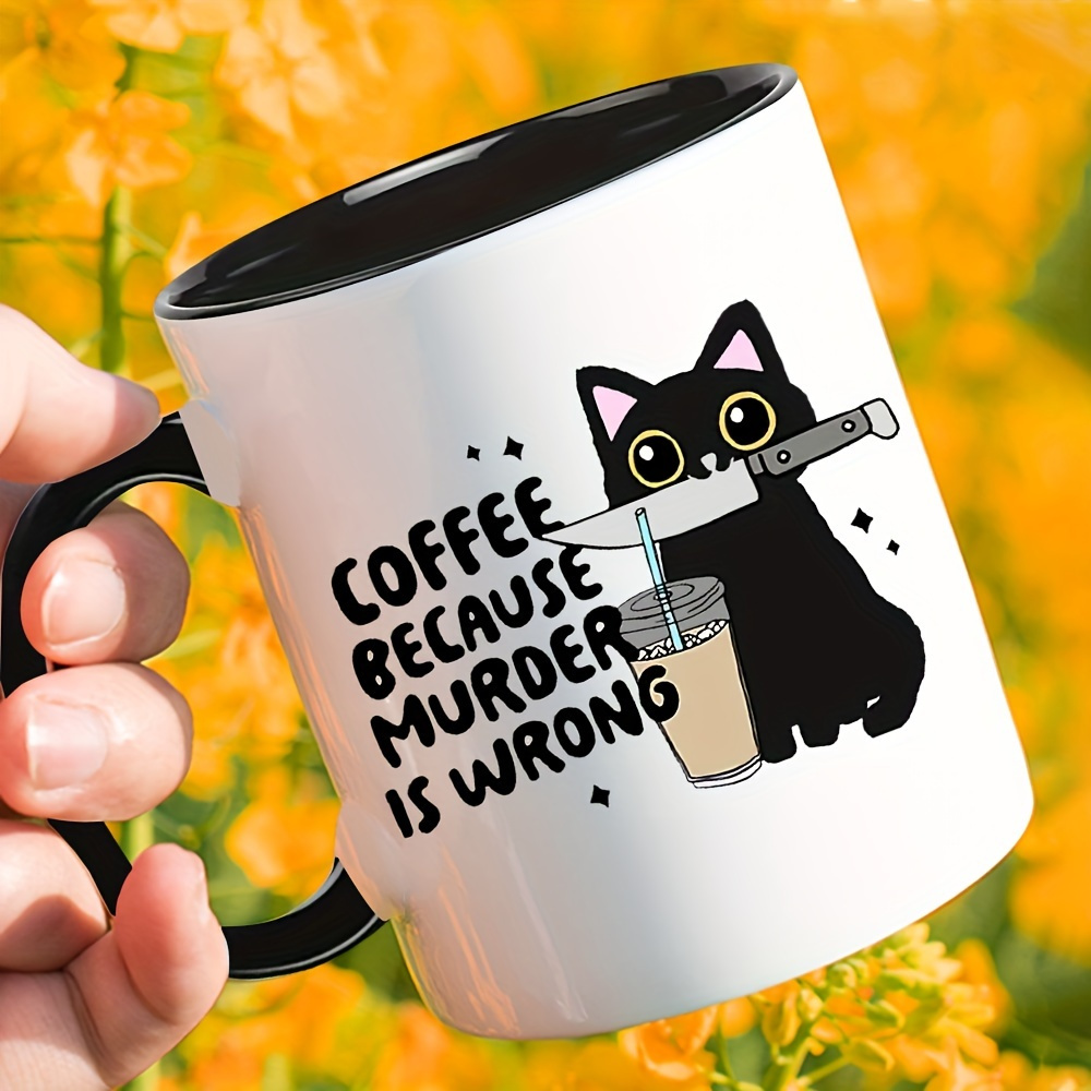 Coffee Tea Wrong - 세련된 검은 고양이 머그컵 