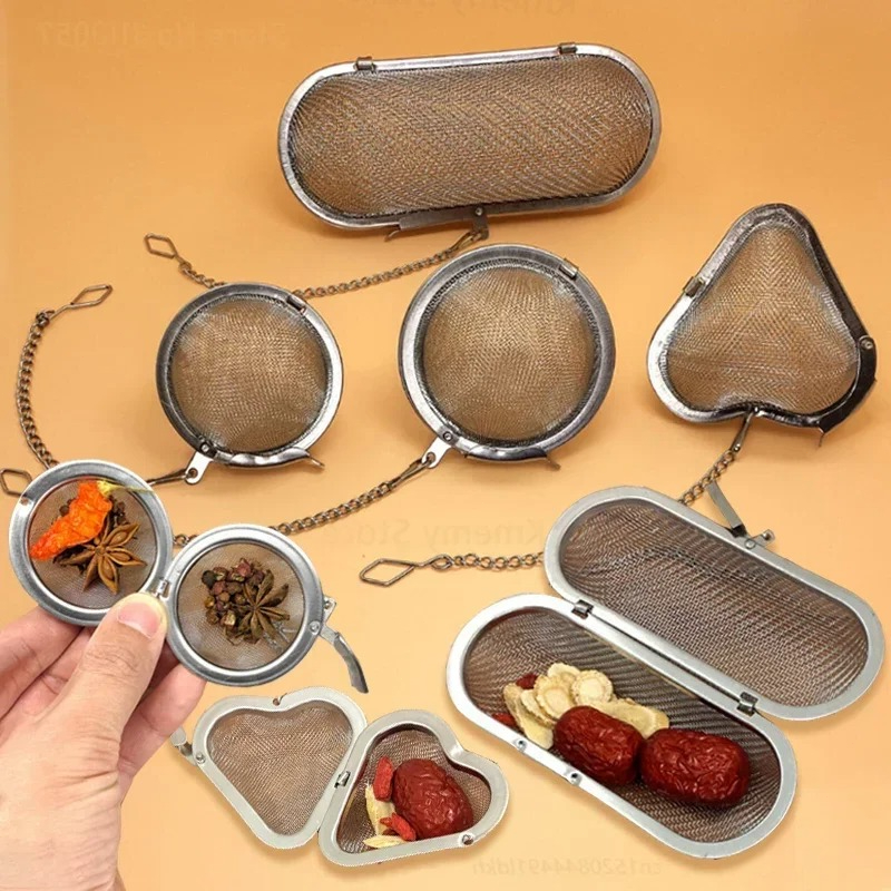Tea Strainer Mesh - 스테인리스 스틸 타원형 하트 구슬 모양