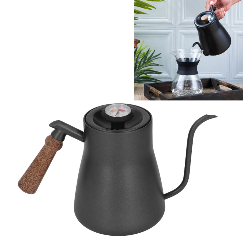 Pour Over Kettle - 850ml 용량의 온도계가 부착된 스테인리스 스틸