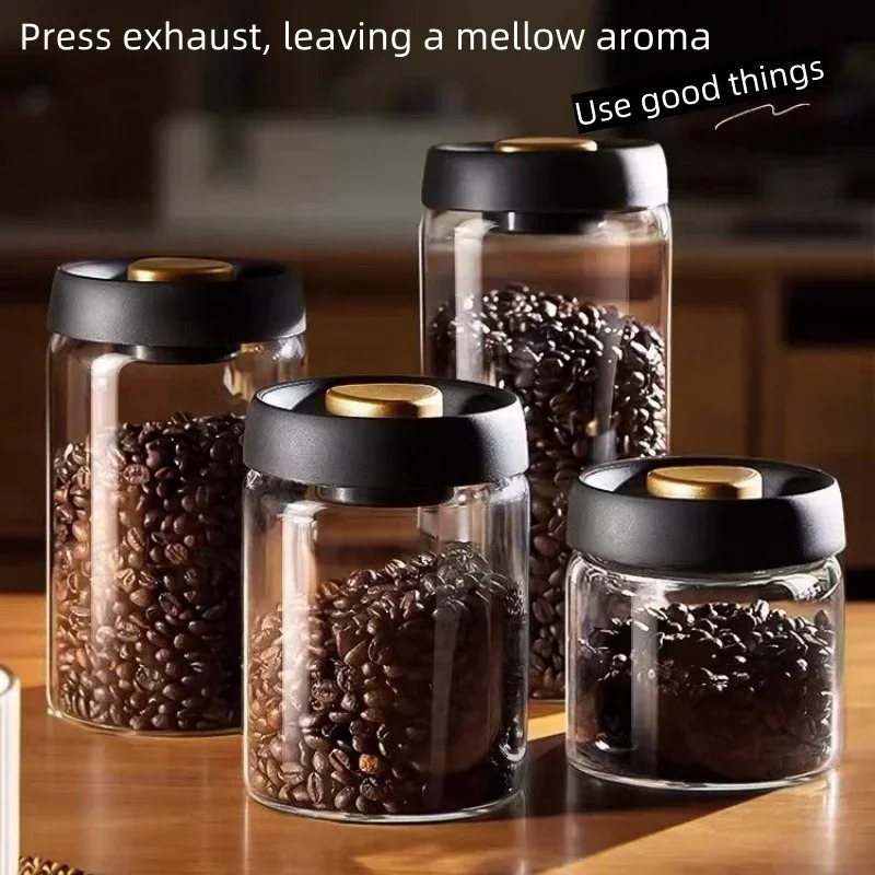 수동 진공 밀폐 커피 병 고붕규산 유리 습기 방지 차  - Coffee Tea Organizer 리뷰 및 가격