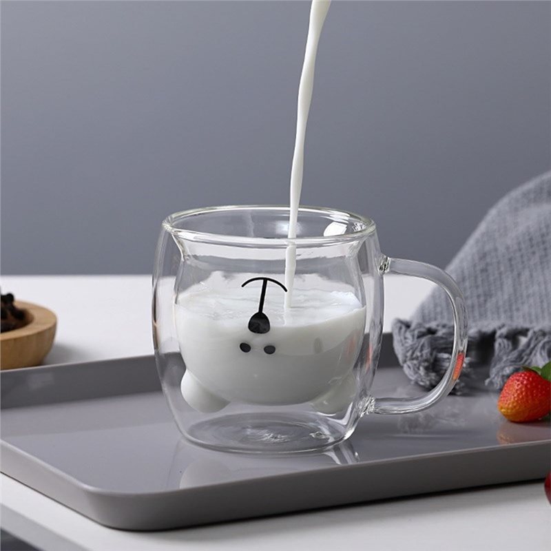 A76I-귀여운 곰돌이 디자인 2팩 이중벽 보온 유리  - Coffee Tea Latte 리뷰 및 가격