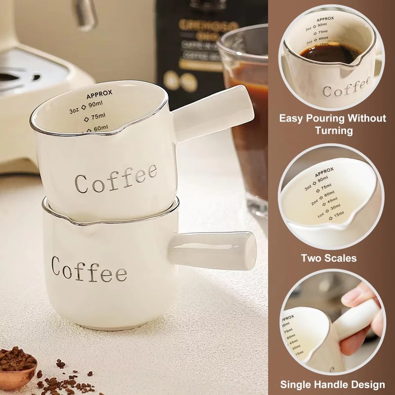 손잡이가 달린 미니 세라믹 커피 컵, V 모양 주둥이  - Coffee Tea Latte 리뷰 및 가격
