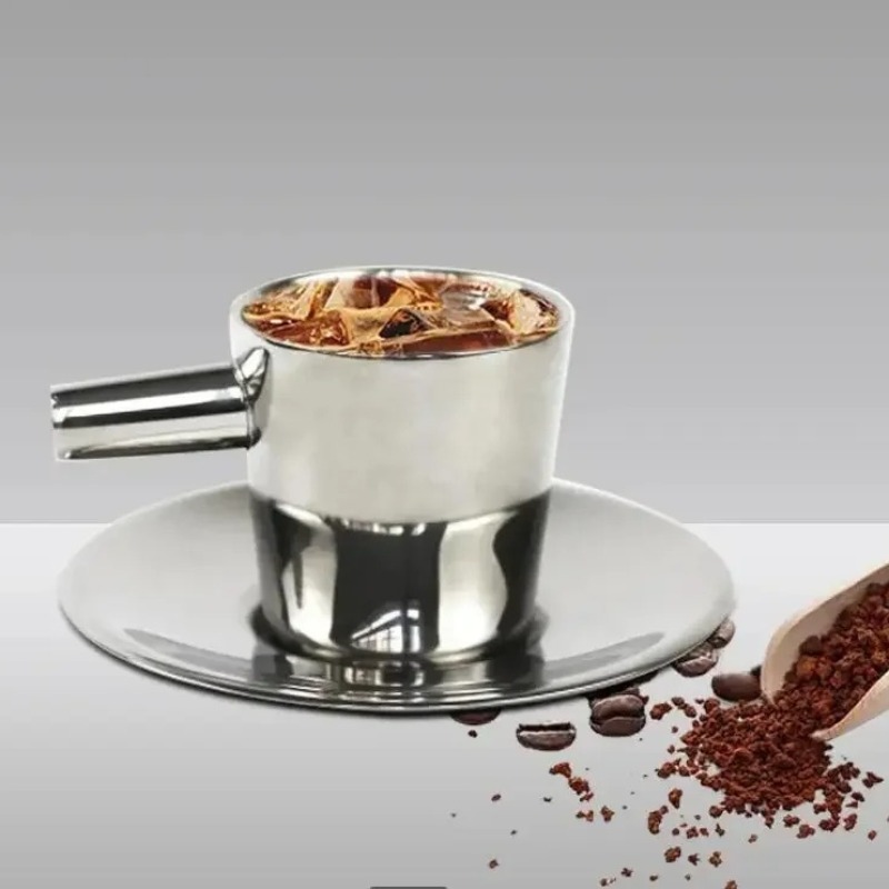 2팩 스테인리스 스틸 커피잔, 받침 접시가 있는 이중벽 - Coffee Tea Latte 리뷰 및 가격