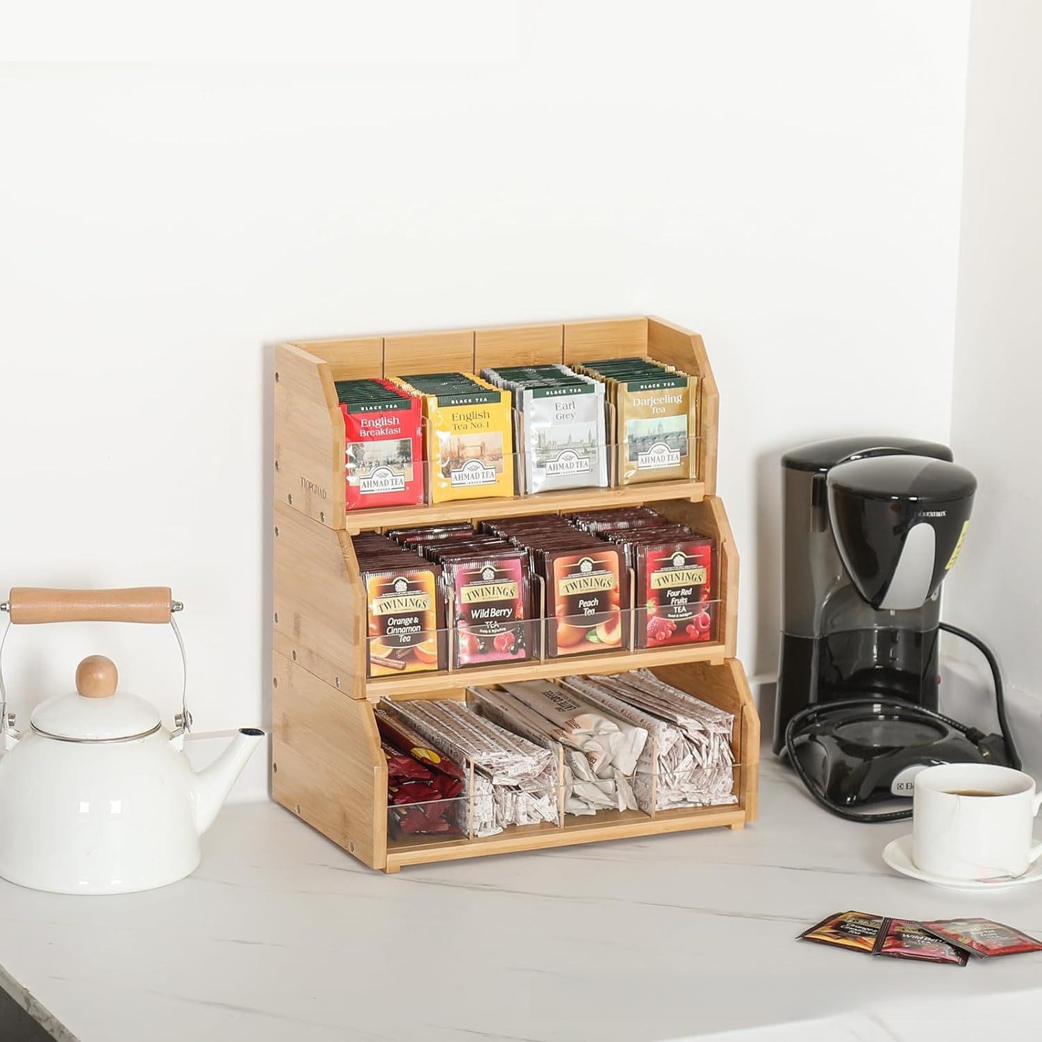 대나무 티백 보관함 3단 커피백 진열대 커피 스테이션  - Coffee Tea Organizer 리뷰 및 가격
