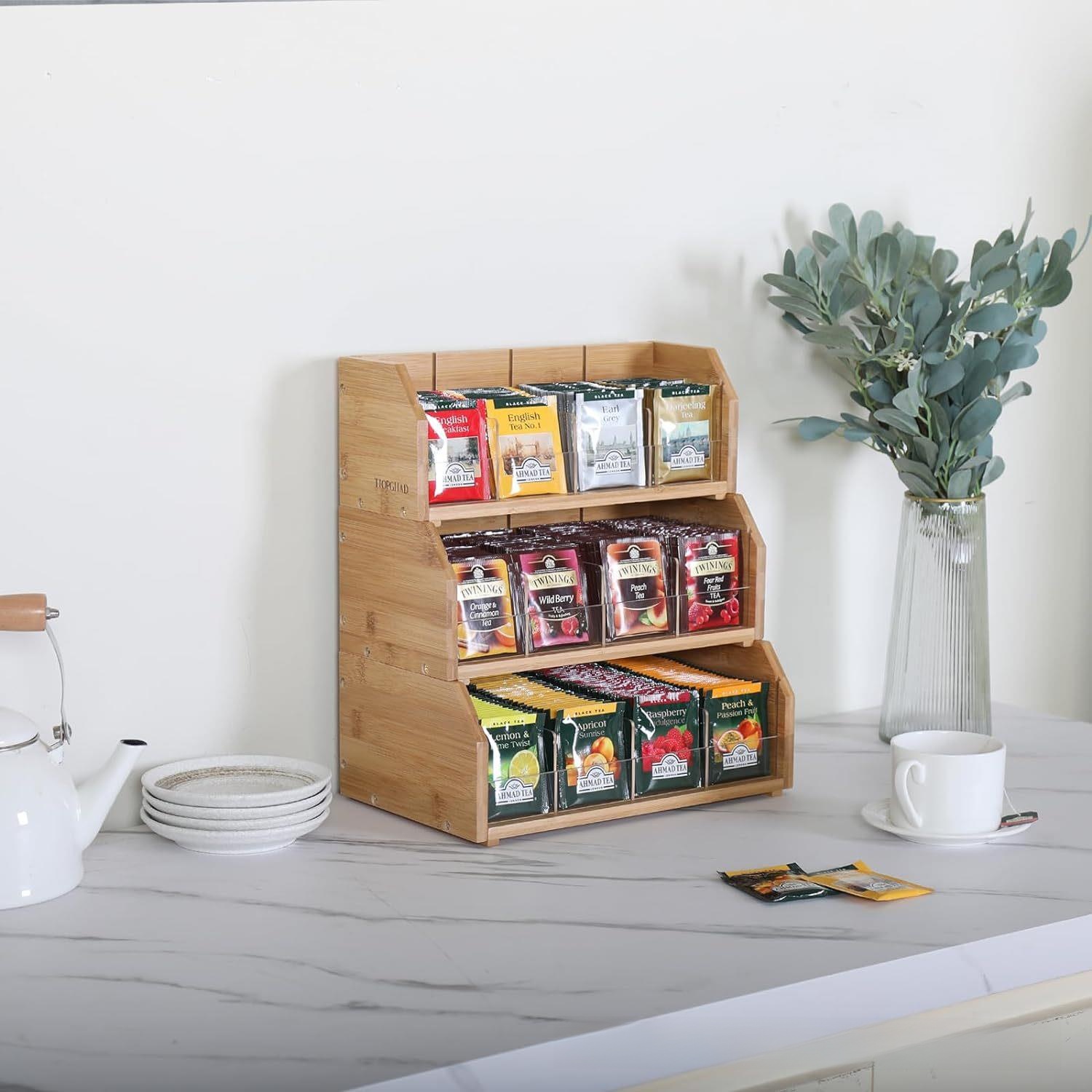 대나무 티백 보관함 3단 커피백 진열대 커피 스테이션  - Coffee Tea Organizer 리뷰 및 가격