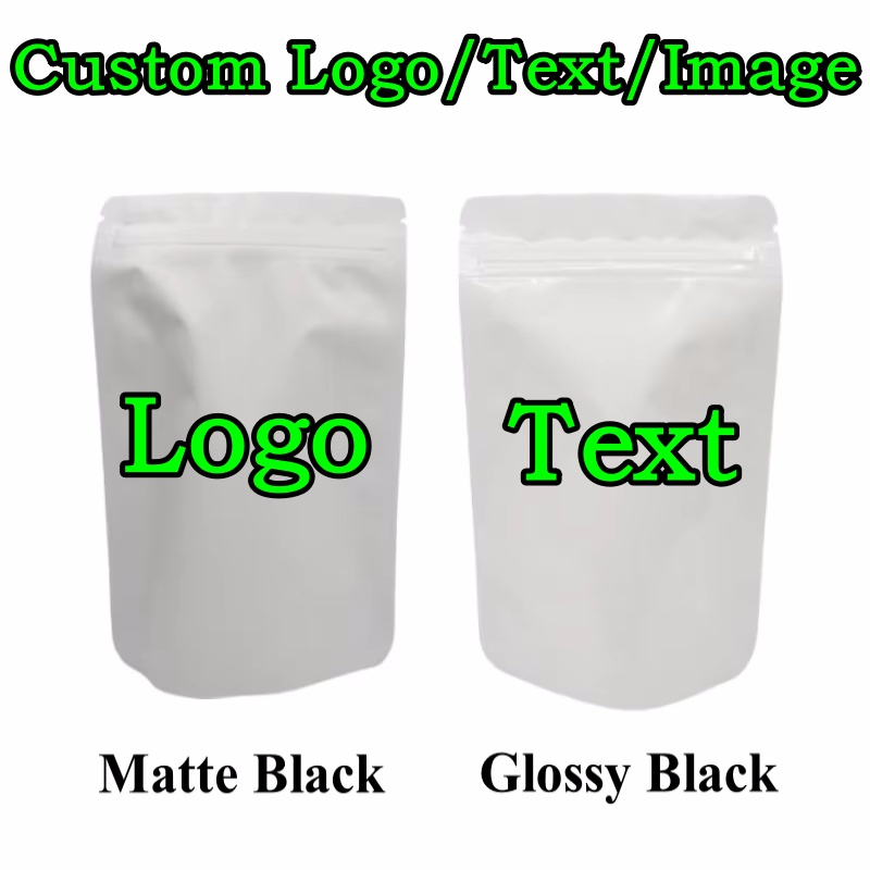 100PCS 스탠드업 무광/유광 흰색 알루미늄 호일 지 - Coffee Tea Logo 리뷰 및 가격