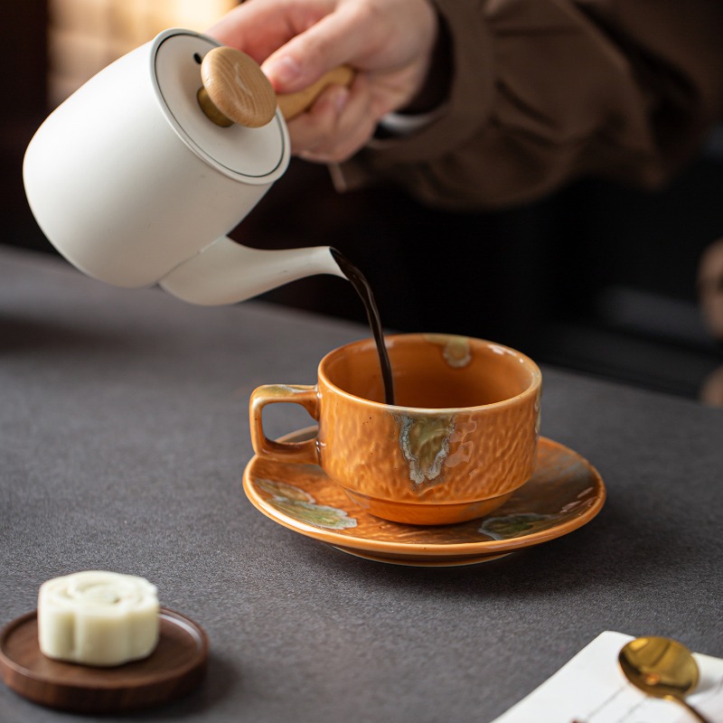 불규칙한 모양의 세라믹 커피 컵과 받침 세트 레트로 라 - Coffee Tea Latte 리뷰 및 가격